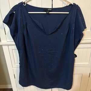 ANA Navy Studded Blouse Size L Business Casual Top